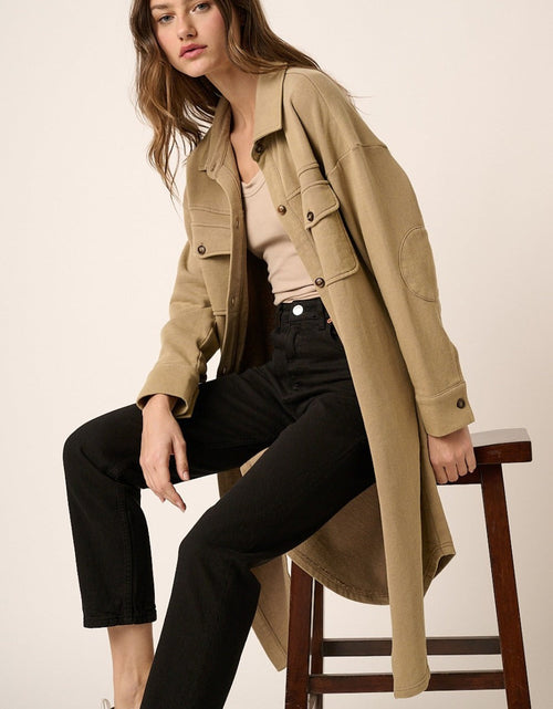 Load image into Gallery viewer, Mittoshop Acid Wash French Terry Longline Shacket
