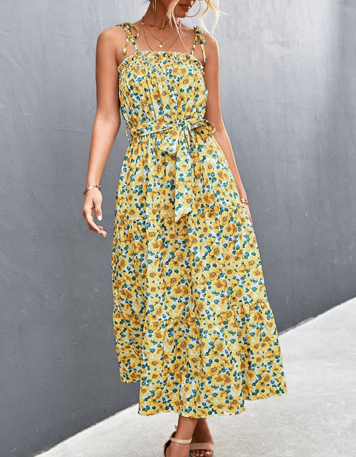 Load image into Gallery viewer, Floral Tie-Shoulder Belted Dress
