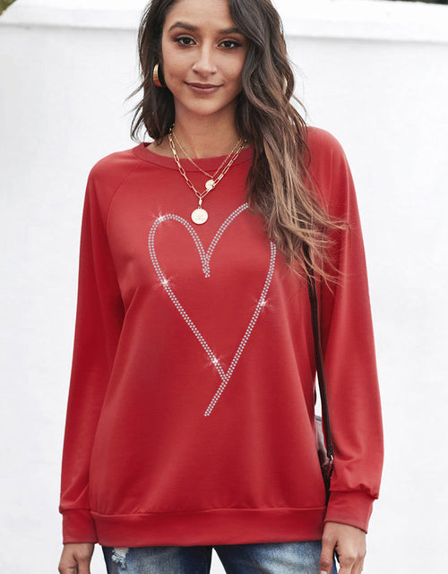 Load image into Gallery viewer, Heart Round Neck Long Sleeve Sweatshirt
