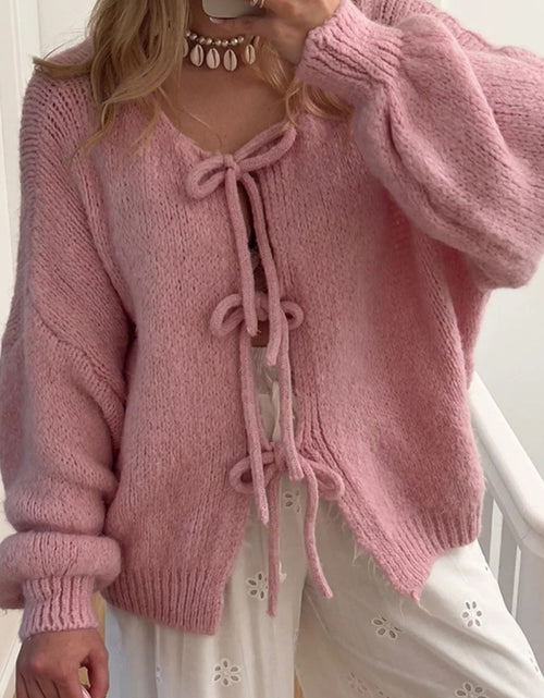 Load image into Gallery viewer, Tied Long Sleeve Dropped Shoulder Cardigan
