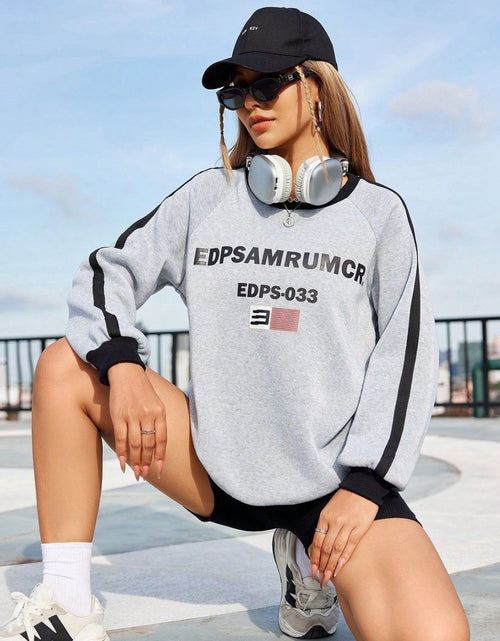 Load image into Gallery viewer, Letter Round Neck Long Sleeve Sweatshirt
