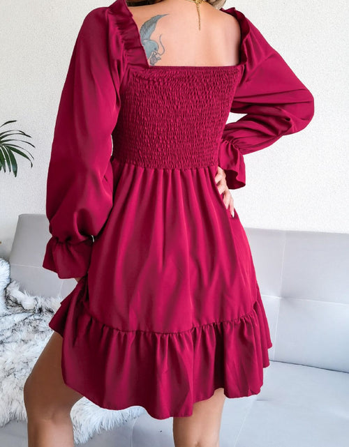 Load image into Gallery viewer, Smocked Flounce Sleeve Square Neck Dress

