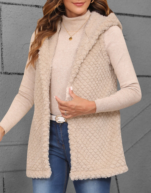 Load image into Gallery viewer, Texture Solid Color Hooded Vest Coat
