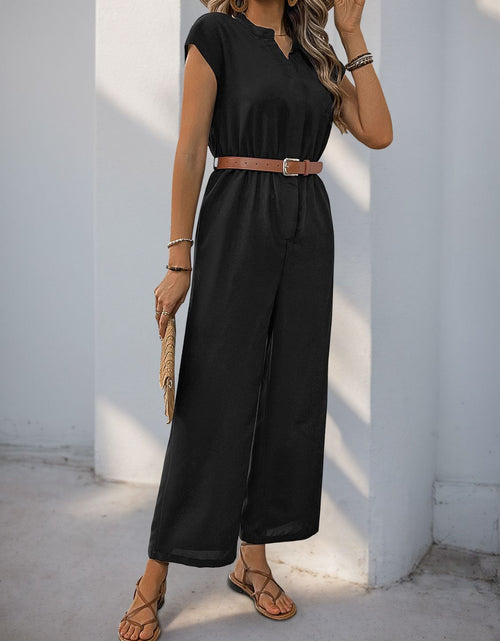 Load image into Gallery viewer, Perfee Notched Wide Leg Jumpsuit
