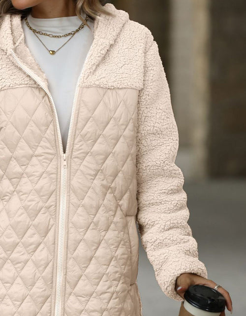 Load image into Gallery viewer, Texture Zip Up Long Sleeve Hooded Coat
