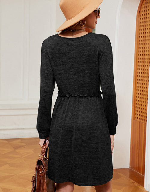 Load image into Gallery viewer, Frill Square Neck Long Sleeve Dress
