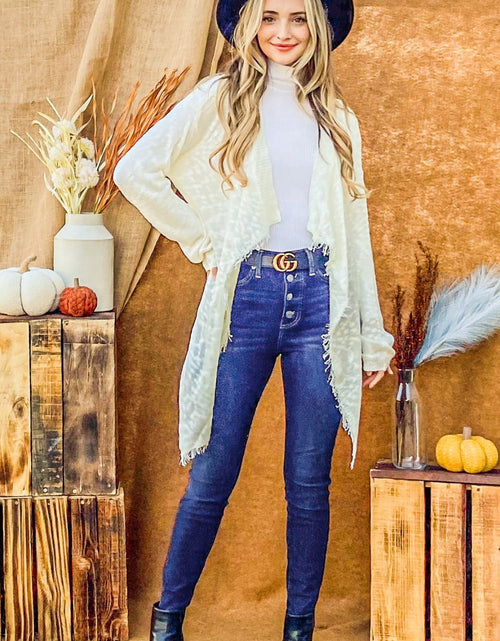 Load image into Gallery viewer, And The Why Textured Knit Fringe Hem Cardigan
