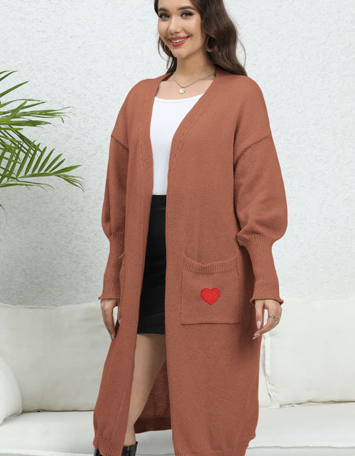 Load image into Gallery viewer, Lantern Sleeve Open Front Pocketed Cardigan
