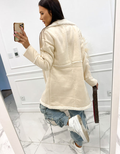Load image into Gallery viewer, Lapel Collar Exposed Seam Buttoned Coat
