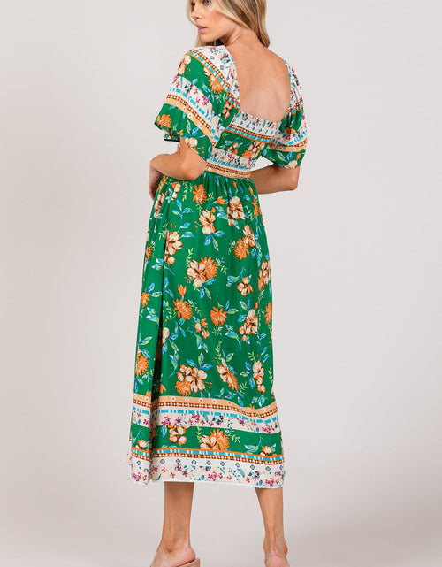 Load image into Gallery viewer, SAGE + FIG Printed Smocked Short Sleeve Midi Dress

