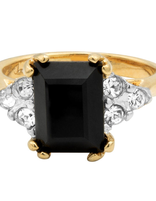 Load image into Gallery viewer, Vintage Ring Clear Austrian Crystals 18k Yellow Gold Electroplated Womens Birthstone Made in USA by PVD Vintage Jewelry
