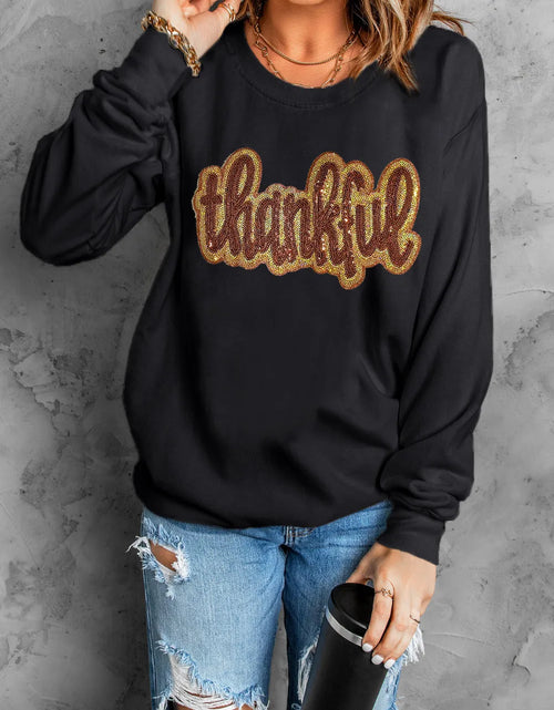 Load image into Gallery viewer, THANKFUL Round Neck Long Sleeve Sweatshirt
