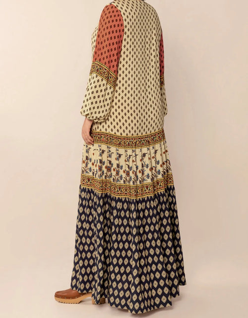 Load image into Gallery viewer, Printed V-Neck Balloon Sleeve Maxi Dress
