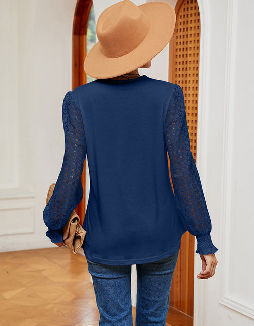 Load image into Gallery viewer, Contrast V-Neck Long Sleeve Blouse

