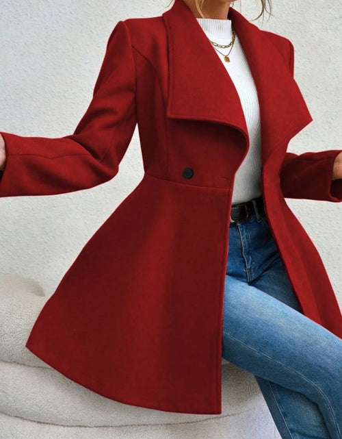Load image into Gallery viewer, Collared Neck Button Up Long Sleeve Coat
