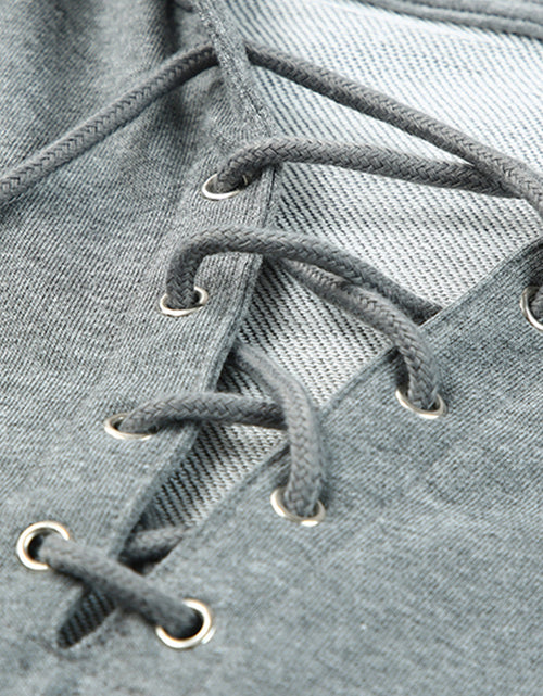 Load image into Gallery viewer, Lace-Up Dropped Shoulder Hoodie
