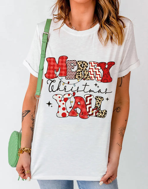 Load image into Gallery viewer, Letter Graphic Round Neck Short Sleeve T-Shirt
