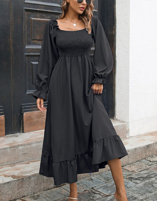 Load image into Gallery viewer, Smocked Ruffle Hem Flounce Sleeve Dress
