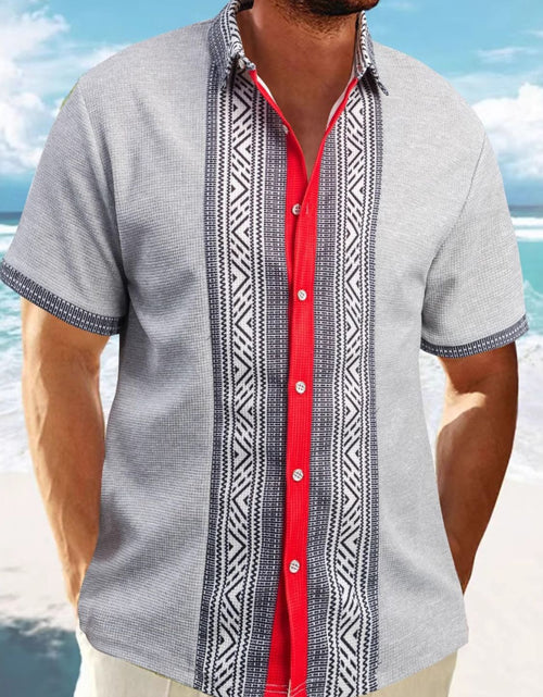 Load image into Gallery viewer, Men's Full Size Contrast Button Down Short Sleeve Shirt Plus Size
