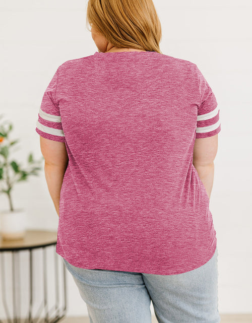 Load image into Gallery viewer, Plus Size Striped V-Neck Tee Shirt
