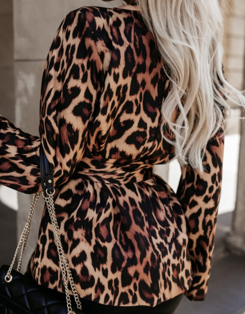 Load image into Gallery viewer, Tied Printed Collared Neck Long Sleeve Jacket

