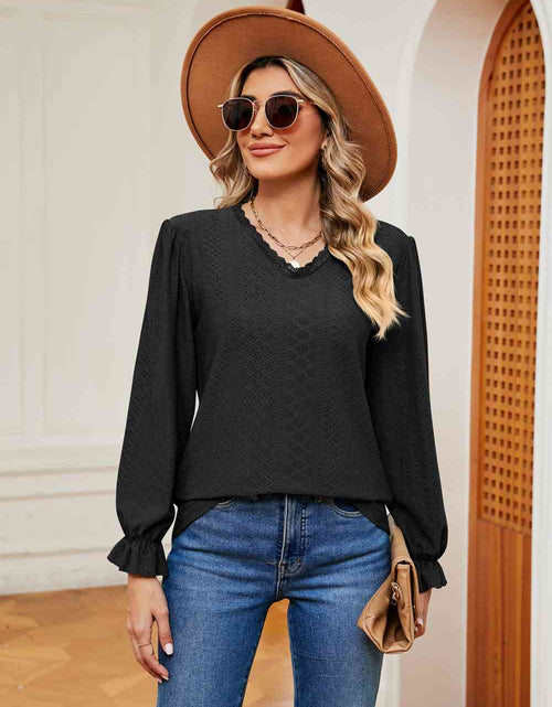Load image into Gallery viewer, V-Neck Flounce Sleeve Blouse
