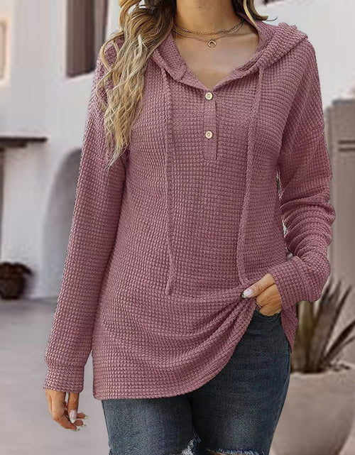 Load image into Gallery viewer, Half Button Up Drawstring Hoodie
