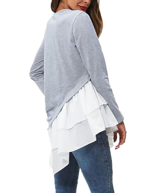 Load image into Gallery viewer, Ivy Lane Tiered Contrast Round Neck Long Sleeve T-Shirt
