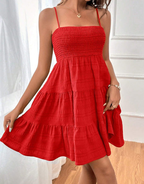 Load image into Gallery viewer, Tiered Smocked Square Neck Cami Dress
