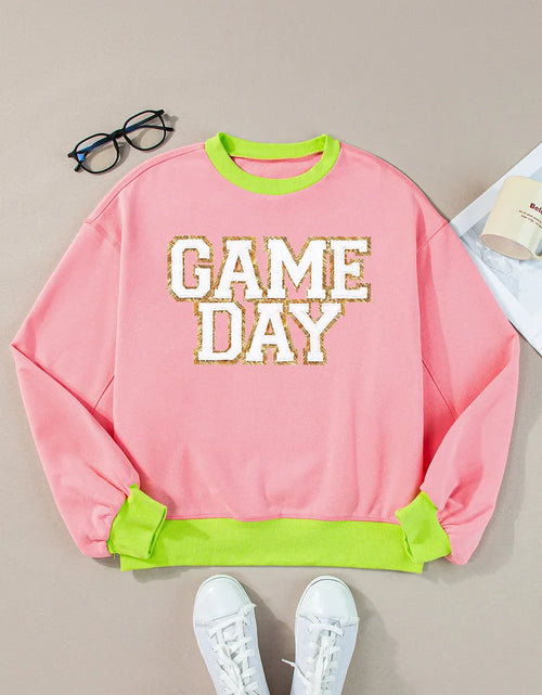 Load image into Gallery viewer, Letter Graphic Round Neck Long Sleeve Sweatshirt
