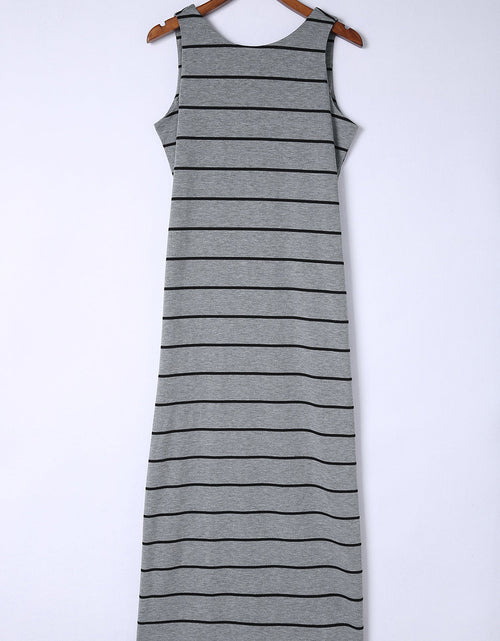Load image into Gallery viewer, Striped Slit Sleeveless Maxi Dress
