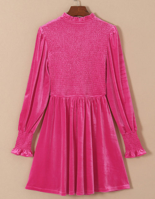 Load image into Gallery viewer, Smocked Round Neck Long Sleeve Dress
