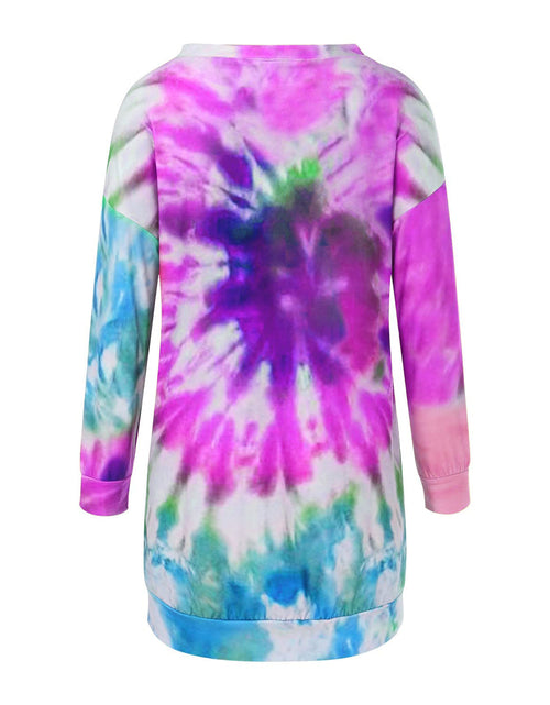 Load image into Gallery viewer, Full Size Tie-Dye Round Neck Long Sleeve Dress
