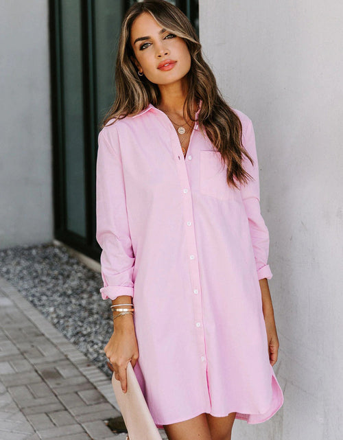 Load image into Gallery viewer, Lovelet Button Up Collared Neck Long Sleeve Shirt Dress

