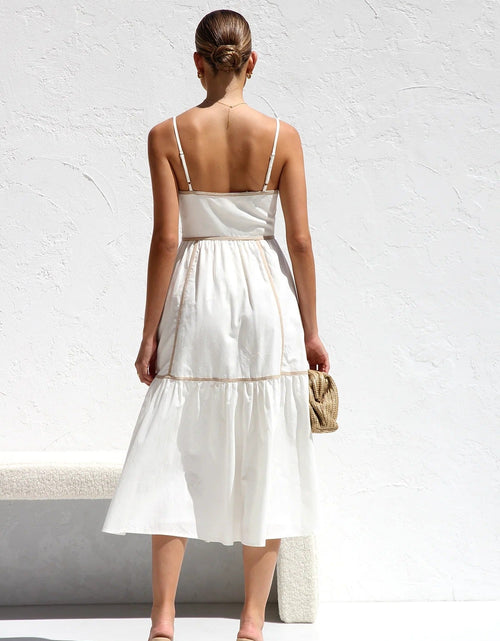 Load image into Gallery viewer, Contrast Trim Square Neck Midi Cami Dress
