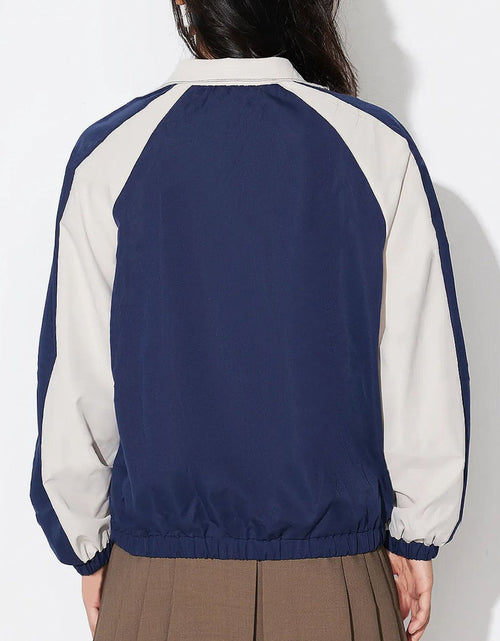 Load image into Gallery viewer, Contrast Zip Up Collared Neck Long Sleeve Jacket
