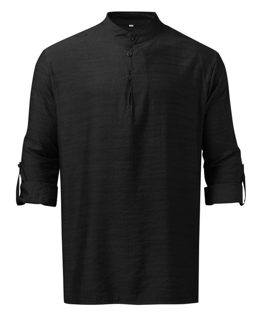Load image into Gallery viewer, Men's Full Size Half Button Long Sleeve Shirt Plus Size
