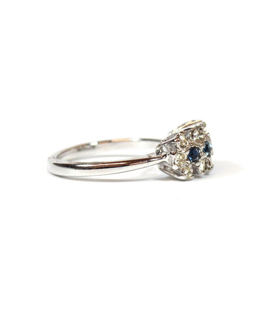 Load image into Gallery viewer, Vintage Ring Emerald or Sapphire and Clear Austrian Crystals 18k Gold Electroplated Cluster Made in USA by PVD Vintage Jewelry
