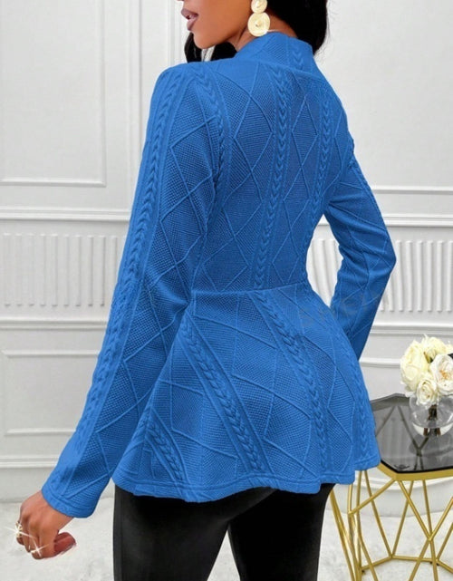 Load image into Gallery viewer, One Button Textured Peplum Cardigan
