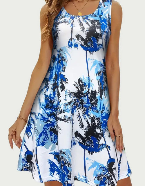 Load image into Gallery viewer, Printed Scoop Neck Wide Strap Mini Dress
