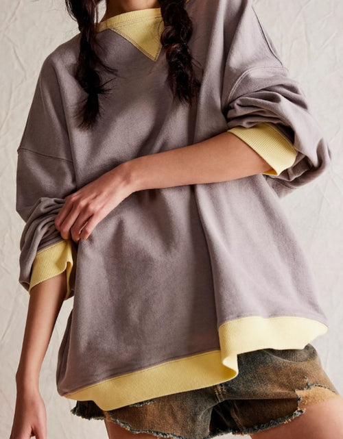 Load image into Gallery viewer, Mandy Contrast Trim Round Neck Long Sleeve Sweatshirt
