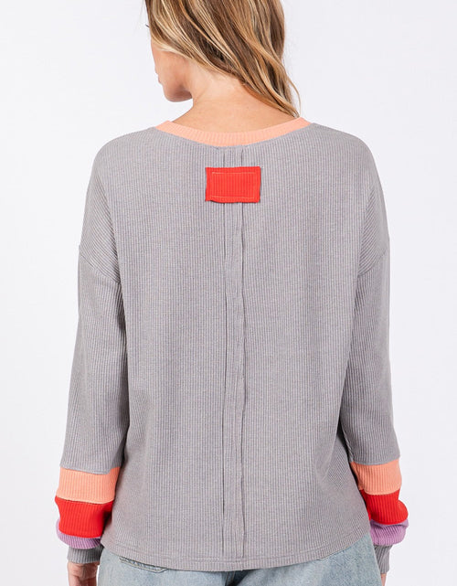 Load image into Gallery viewer, SAGE + FIG Color Block Waffle Knit T-Shirt
