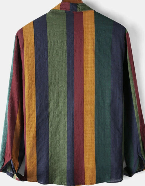 Load image into Gallery viewer, Men's Full Size Contrast Striped Button Down Shirt Plus Size
