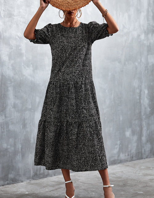 Load image into Gallery viewer, Printed Flounce Sleeve Tiered Dress

