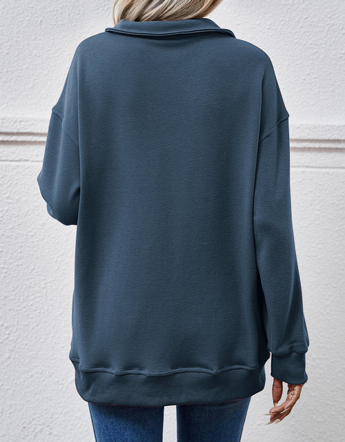 Load image into Gallery viewer, Collared Neck Dropped Shoulder Sweatshirt
