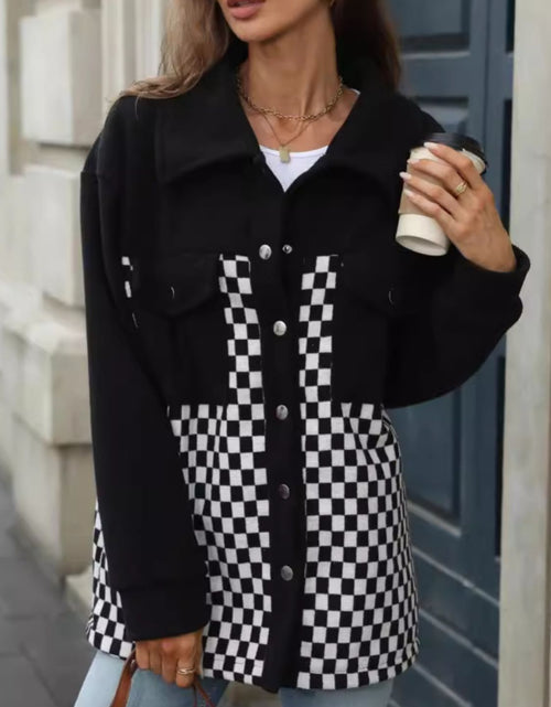 Load image into Gallery viewer, Checkered Snap Down Long Sleeve Jacket
