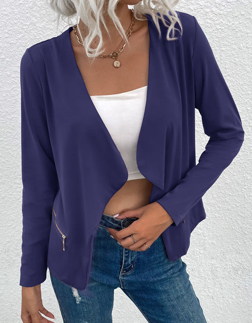 Load image into Gallery viewer, Open Front Zipper Pocket Cardigan
