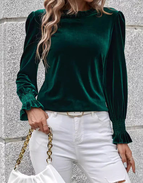 Load image into Gallery viewer, Lovelet Round Neck Flounce Sleeve Top
