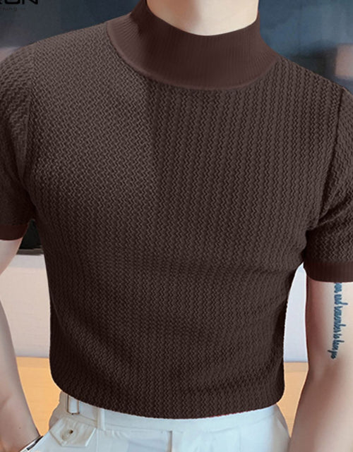 Load image into Gallery viewer, Men's Full Size Mock Neck Short Sleeve T-Shirt Plus Size
