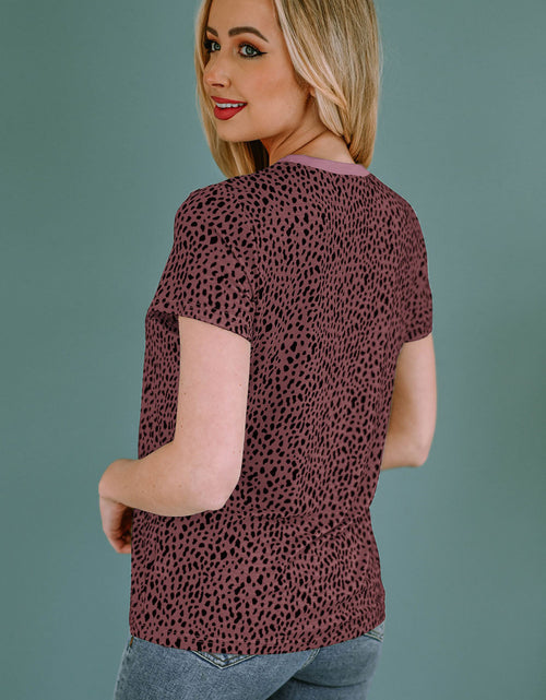 Load image into Gallery viewer, Animal Print Round Neck Short Sleeve T-Shirt
